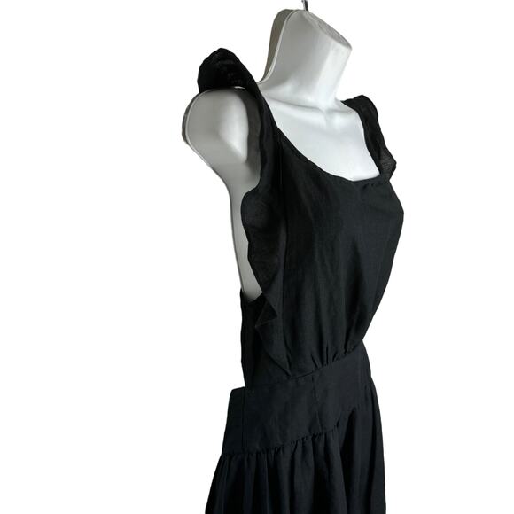 Free People Erin Ruffle Backless With Bow Tie Detail Mini Dress XS Black Cotton - Picture 6 of 10